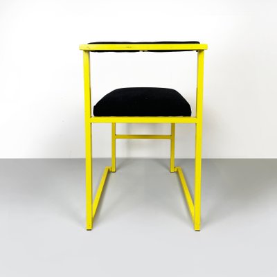 Italian Modern Rectangular Chair with Black Fabric and Yellow Metal, 1980s-GDD-1798564