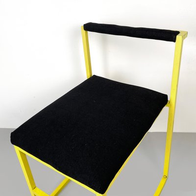 Italian Modern Rectangular Chair with Black Fabric and Yellow Metal, 1980s-GDD-1798564