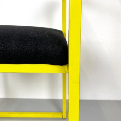 Italian Modern Rectangular Chair with Black Fabric and Yellow Metal, 1980s-GDD-1798564