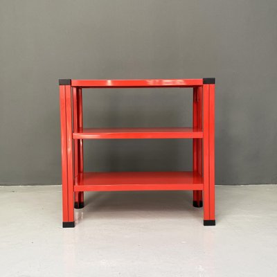 Italian Modern Red Metal Bookcase, 1980s-GDD-1383222