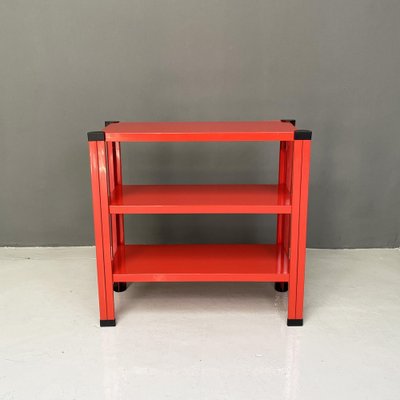 Italian Modern Red Metal Bookcase, 1980s-GDD-1383222