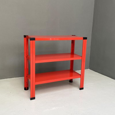 Italian Modern Red Metal Bookcase, 1980s-GDD-1383222