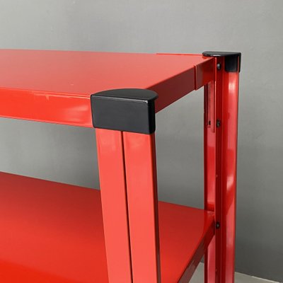 Italian Modern Red Metal Bookcase, 1980s-GDD-1383222