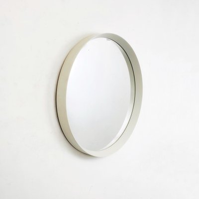 Italian Modern Round White Wood Wall Mirror, 1980s-GDD-1327043