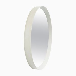 Italian Modern Round White Wood Wall Mirror, 1980s-GDD-1327043