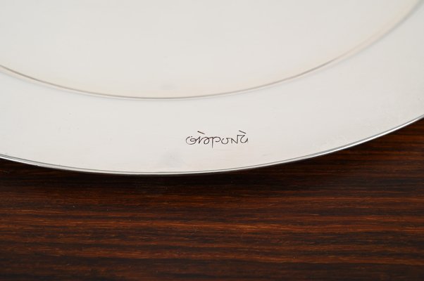 Italian Modern Silver Plated Serving Plate by Gio Ponti, 1980s-JDR-1804943