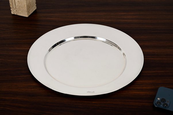 Italian Modern Silver Plated Serving Plate by Gio Ponti, 1980s-JDR-1804943