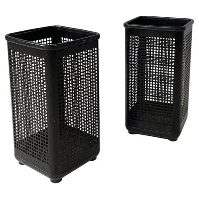 Italian Modern Square Black Metal and Plastic Baskets from Neolt, 1980s, Set of 2-GDD-1801616