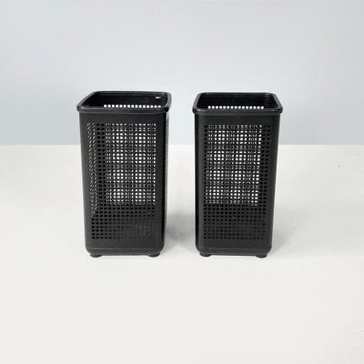 Italian Modern Square Black Metal and Plastic Baskets from Neolt, 1980s, Set of 2-GDD-1801616