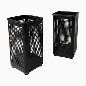 Italian Modern Square Black Metal and Plastic Baskets from Neolt, 1980s, Set of 2-GDD-1801616