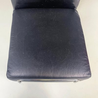 Italian Modern Square Lounge Chair in Black Leather and Metal, 1980s-GDD-1792742