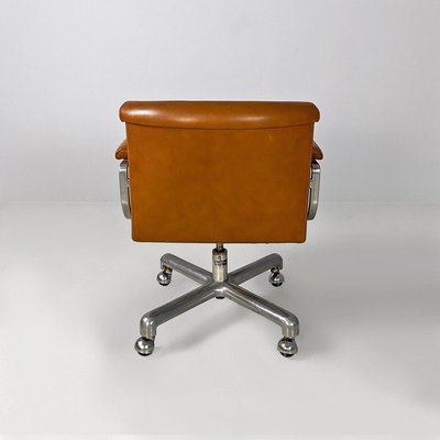 Italian Modern Steel & Leather Office Chairs attributed to Ettore Sottsass for Poltronova, 1970, Set of 2-GDD-2035229