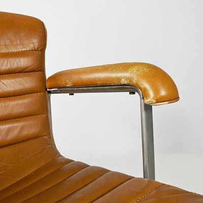 Italian Modern Steel & Leather Office Chairs attributed to Ettore Sottsass for Poltronova, 1970, Set of 2-GDD-2035229