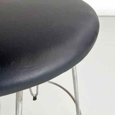 Italian Modern Stool in Black Leatherette and Steel, 1970s-GDD-1796882