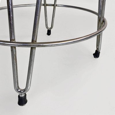 Italian Modern Stool in Black Leatherette and Steel, 1970s-GDD-1796882