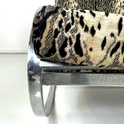 Italian Modern Tiger Print Rocking Armchair Ellipse Renato Zevi for Selig, 1970s-GDD-1778313