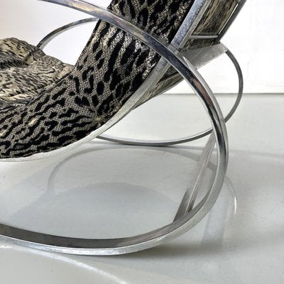 Italian Modern Tiger Print Rocking Armchair Ellipse Renato Zevi for Selig, 1970s-GDD-1778313