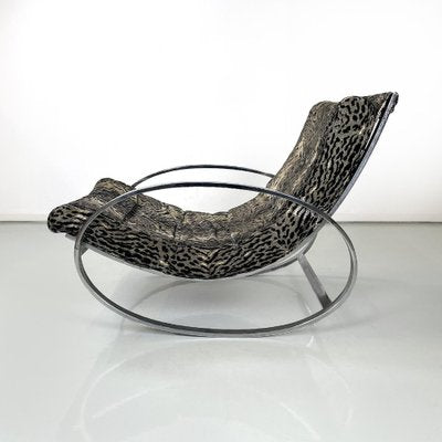 Italian Modern Tiger Print Rocking Armchair Ellipse Renato Zevi for Selig, 1970s-GDD-1778313