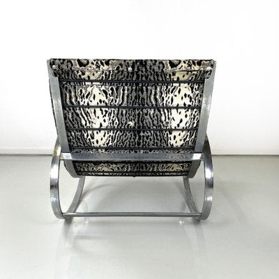 Italian Modern Tiger Print Rocking Armchair Ellipse Renato Zevi for Selig, 1970s-GDD-1778313