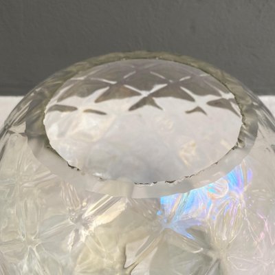 Italian Modern Transparent Spherical Glass Vase with Rhomboidal Motifs, 1980s-GDD-1333921