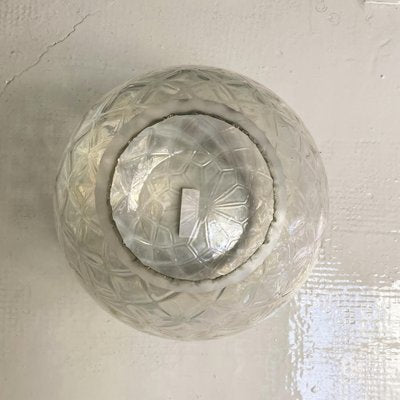 Italian Modern Transparent Spherical Glass Vase with Rhomboidal Motifs, 1980s-GDD-1333921