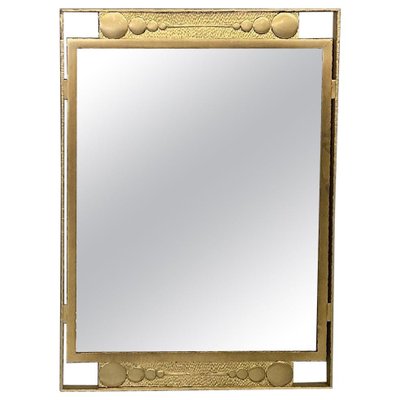 Italian Modern Wall Mirror in Golden Metal with Geometric Decorations, 1980s-GDD-1756248