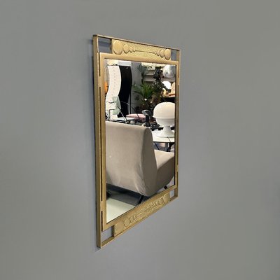 Italian Modern Wall Mirror in Golden Metal with Geometric Decorations, 1980s-GDD-1756248