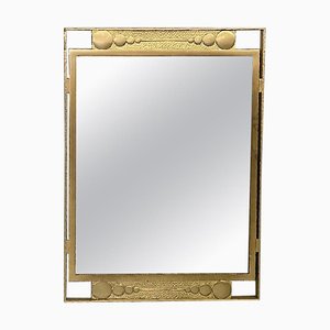 Italian Modern Wall Mirror in Golden Metal with Geometric Decorations, 1980s-GDD-1756248