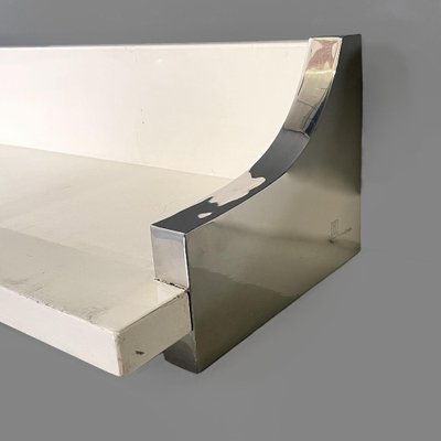 Italian Modern White Lacquered Wood and Chromed Metal Shelf from D.I.D., 1980s-GDD-1771645