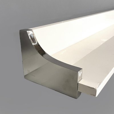 Italian Modern White Lacquered Wood and Chromed Metal Shelf from D.I.D., 1980s-GDD-1771645