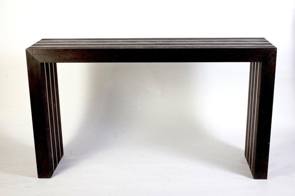 Italian Modernist Dark Wood and Steel Console Table-MBH-1032661