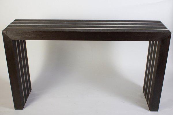 Italian Modernist Dark Wood and Steel Console Table-MBH-1032661