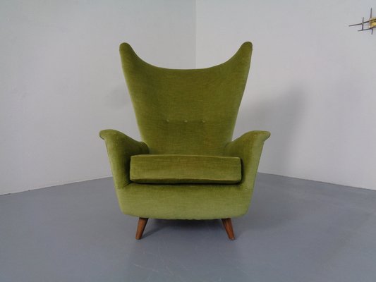 Italian Mohair Wingback Chair, 1950s-RDW-1034691