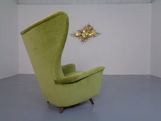 Italian Mohair Wingback Chair, 1950s-RDW-1034691