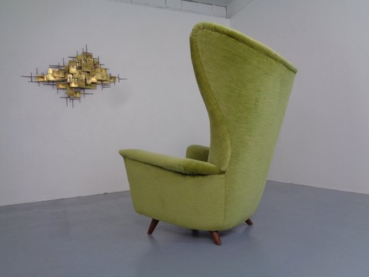 Italian Mohair Wingback Chair, 1950s-RDW-1034691