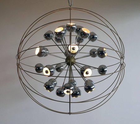 Italian Multi Light Sputnik Chandelier with Chrome Lamps from Reggiani, 1970s-MBH-1032026