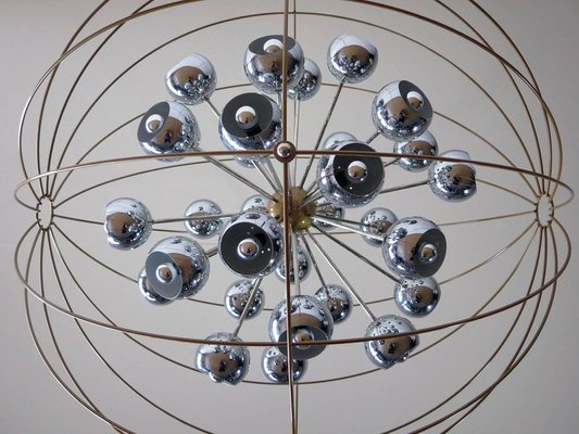 Italian Multi Light Sputnik Chandelier with Chrome Lamps from Reggiani, 1970s-MBH-1032026