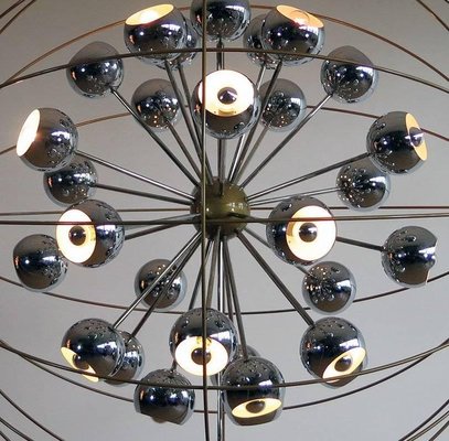 Italian Multi Light Sputnik Chandelier with Chrome Lamps from Reggiani, 1970s-MBH-1032026