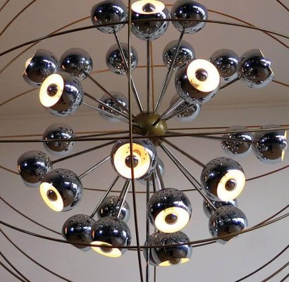 Italian Multi Light Sputnik Chandelier with Chrome Lamps from Reggiani, 1970s-MBH-1032026