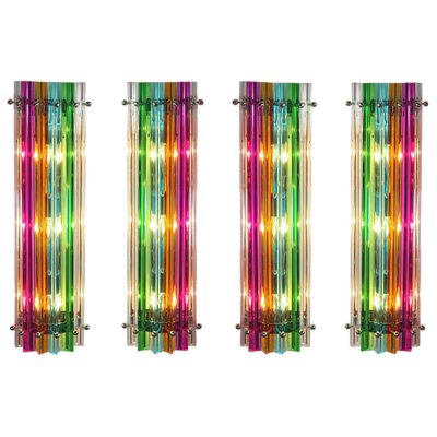 Italian Multicolored Murano Triedri Glass Sconces in the Style of Venini, 1990s, Set of 4-OVO-1235299