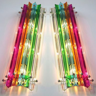 Italian Multicolored Murano Triedri Glass Sconces in the Style of Venini, 1990s, Set of 4-OVO-1235299