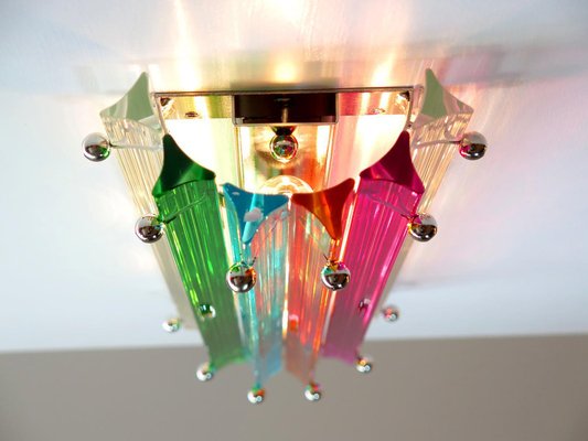 Italian Multicolored Murano Triedri Glass Sconces in the Style of Venini, 1990s, Set of 4-OVO-1235299