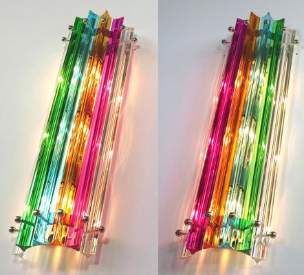 Italian Multicolored Murano Triedri Glass Sconces in the Style of Venini, 1990s, Set of 4-OVO-1235299