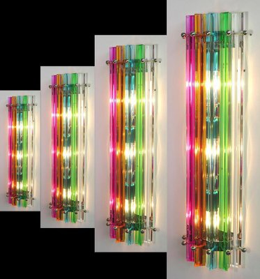 Italian Multicolored Murano Triedri Glass Sconces in the Style of Venini, 1990s, Set of 4-OVO-1235299