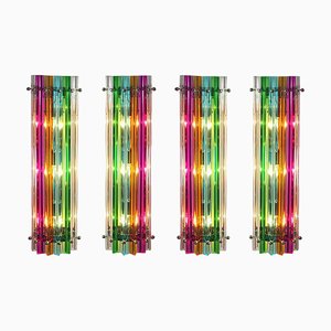 Italian Multicolored Murano Triedri Glass Sconces in the Style of Venini, 1990s, Set of 4-OVO-1235299