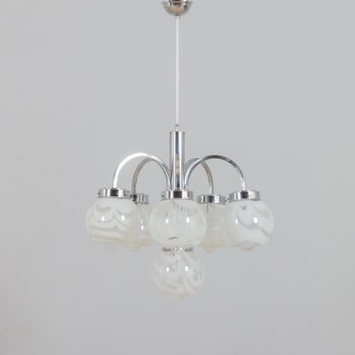 Italian Murano 2-Color Glass Shades Chandelier in the Style of Mazzega, 1970s-UE-1115853