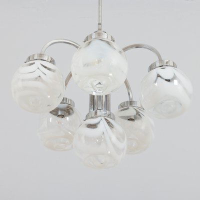 Italian Murano 2-Color Glass Shades Chandelier in the Style of Mazzega, 1970s-UE-1115853