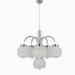 Italian Murano 2-Color Glass Shades Chandelier in the Style of Mazzega, 1970s-UE-1115853