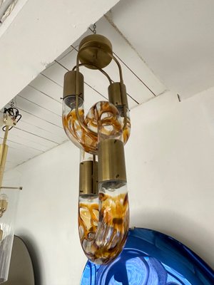 Italian Murano Glass and Brass Chain Chandelier attributed to Aldo Nason for Mazzega, 1970s-FUE-2018346