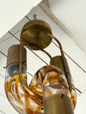 Italian Murano Glass and Brass Chain Chandelier attributed to Aldo Nason for Mazzega, 1970s-FUE-2018346